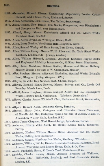 1890 Institution of Mechanical Engineers: Members - Graces Guide