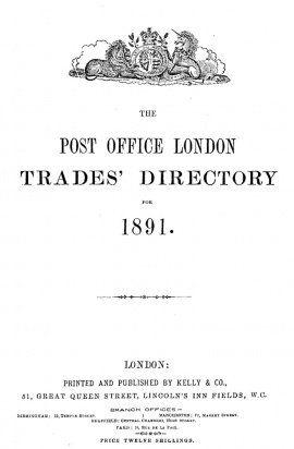 1891 Post Office London Trades Directory - Graces Guide