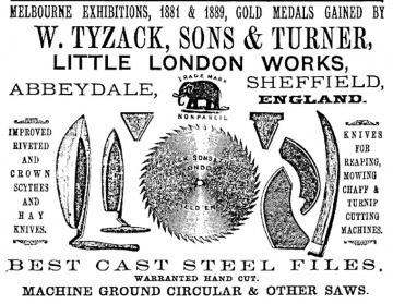 Rare scie W Tyzack Sons & Turner Sheffield en acier moulé - Manche en chêne sur quartier - France