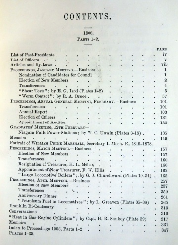 1906 Institution of Mechanical Engineers: Index - Graces Guide