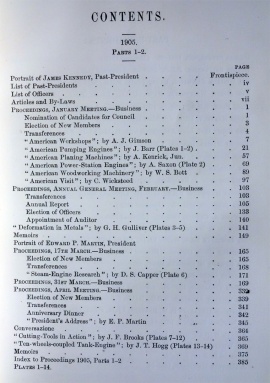 1905 Institution of Mechanical Engineers: Index - Graces Guide
