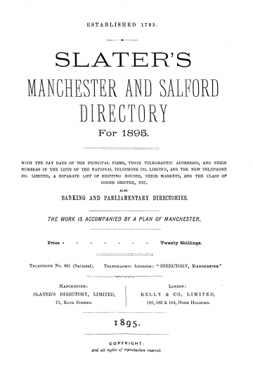 Slater's Manchester and Salford Directory, 1895 - Graces Guide