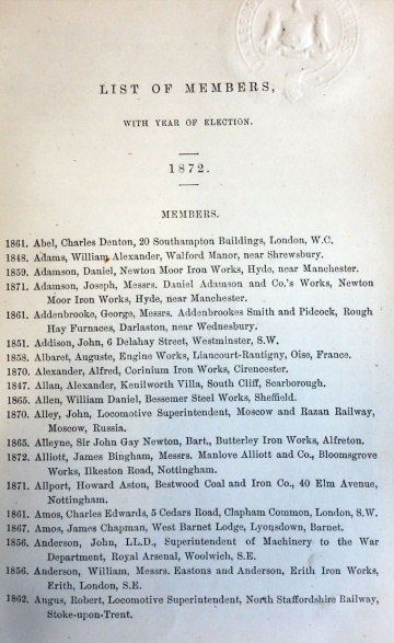 1872 Institution of Mechanical Engineers: Members - Graces Guide